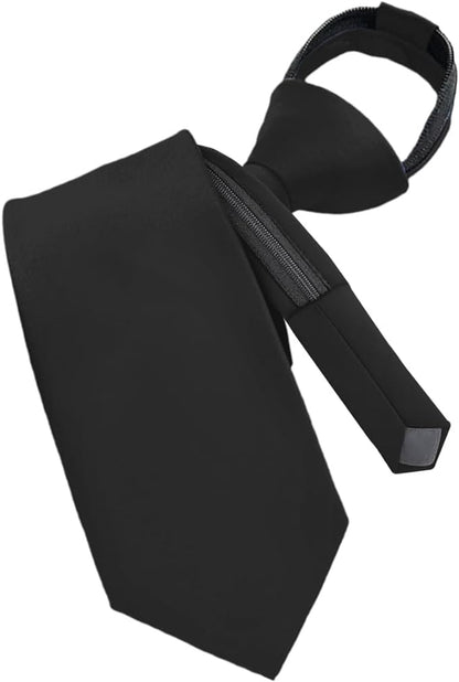 Solid Zipper Necktie by Vittorio Farina (N - ZIPPER_BLACK) for Independent Retail Stores by Dubal Brothers
