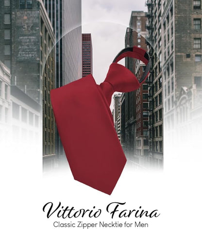 Solid Zipper Necktie by Vittorio Farina (N - ZIPPER_BURGUNDY) for Independent Retail Stores by Dubal Brothers