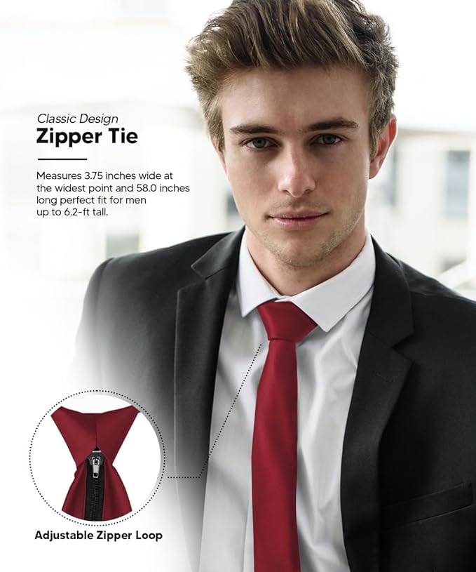 Solid Zipper Necktie by Vittorio Farina (N - ZIPPER_BURGUNDY) for Independent Retail Stores by Dubal Brothers