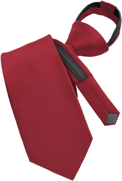 Solid Zipper Necktie by Vittorio Farina (N - ZIPPER_BURGUNDY) for Independent Retail Stores by Dubal Brothers