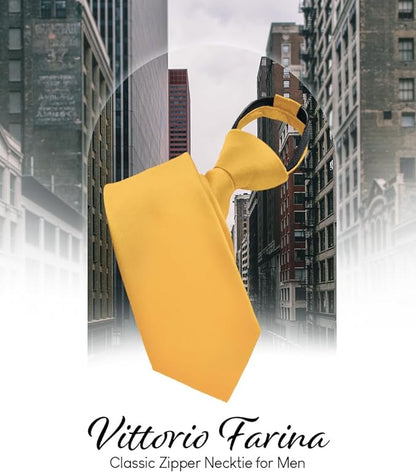 Solid Zipper Necktie by Vittorio Farina (N - ZIPPER_GOLD) for Independent Retail Stores by Dubal Brothers