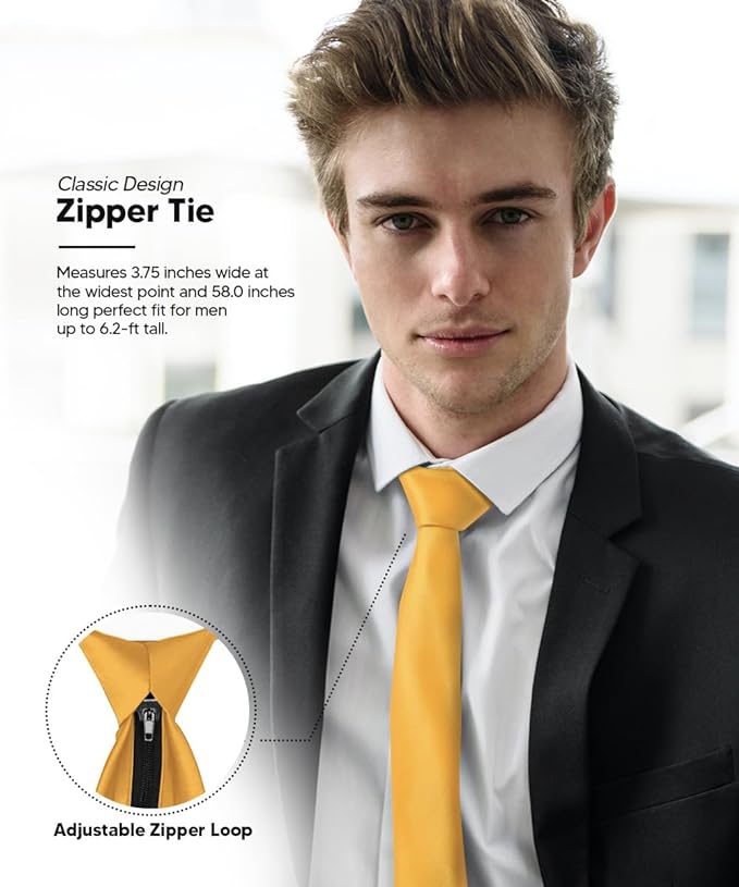 Solid Zipper Necktie by Vittorio Farina (N - ZIPPER_GOLD) for Independent Retail Stores by Dubal Brothers