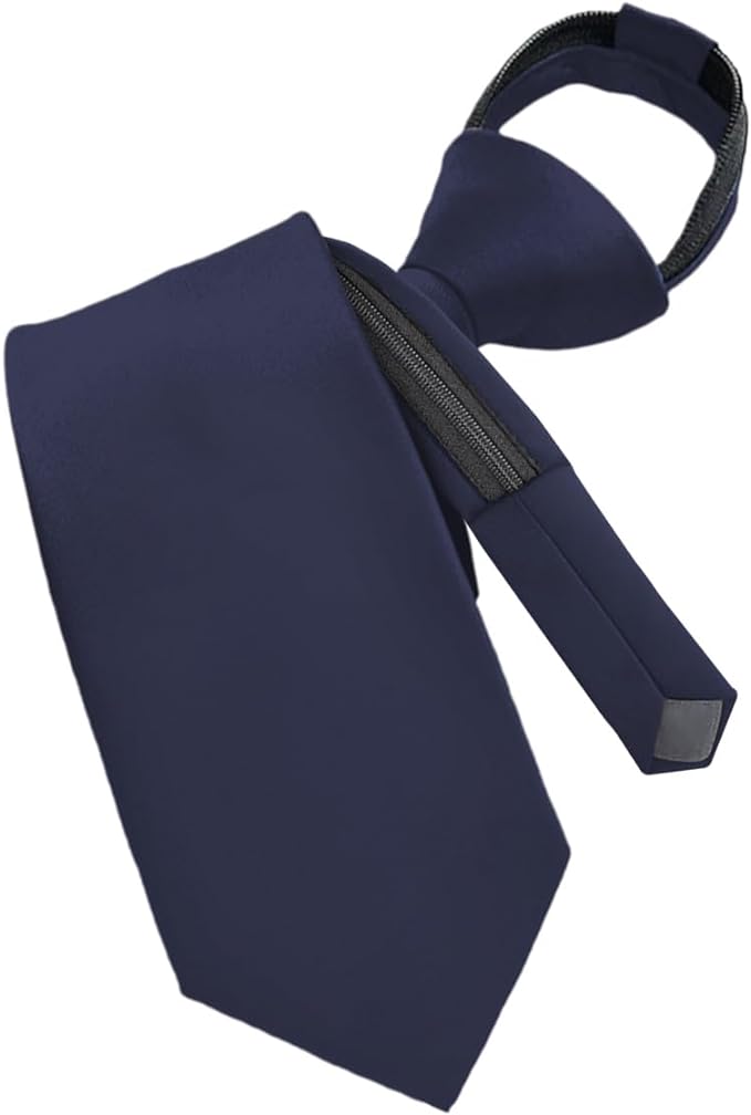 Solid Zipper Necktie by Vittorio Farina (N - ZIPPER_NAVY) for Independent Retail Stores by Dubal Brothers