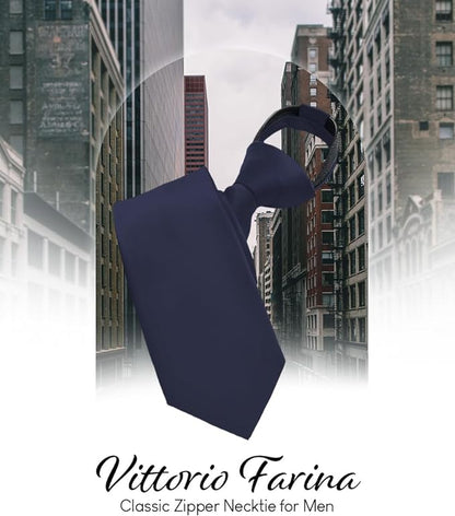Solid Zipper Necktie by Vittorio Farina (N - ZIPPER_NAVY) for Independent Retail Stores by Dubal Brothers