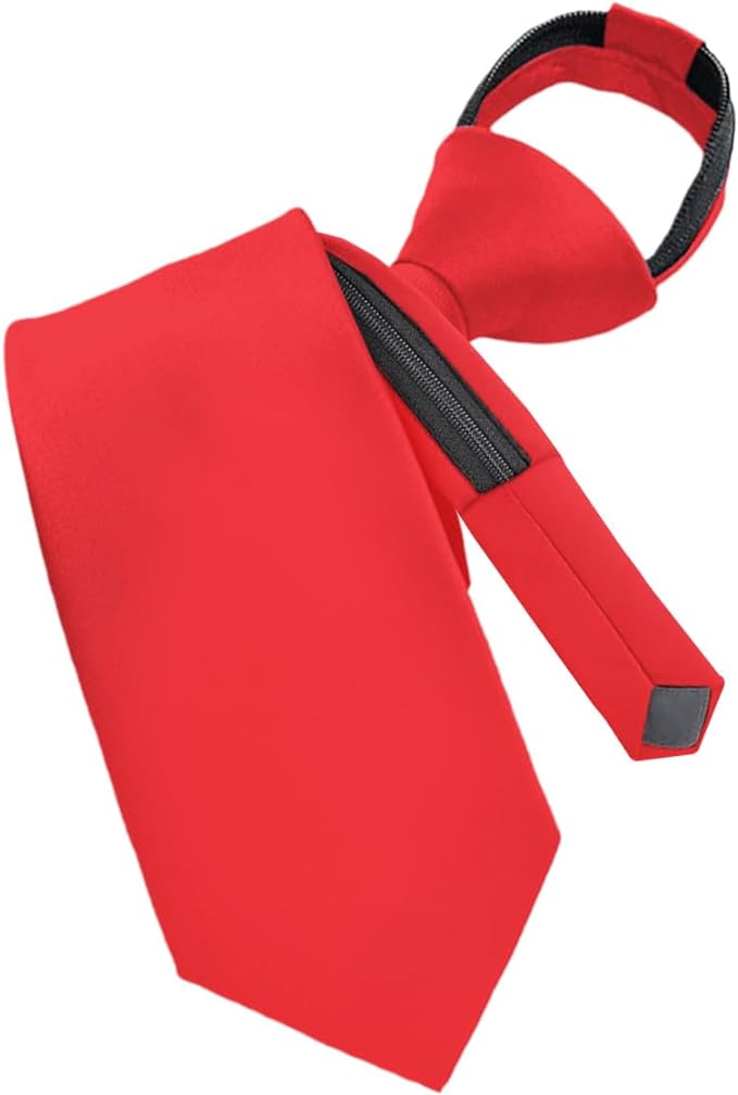 Solid Zipper Necktie by Vittorio Farina (N - ZIPPER_RED) for Independent Retail Stores by Dubal Brothers