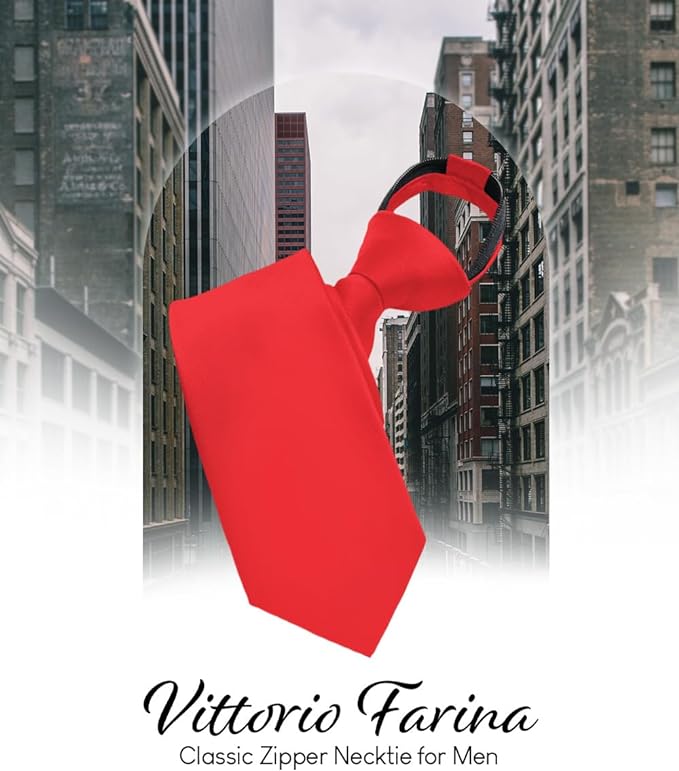 Solid Zipper Necktie by Vittorio Farina (N - ZIPPER_RED) for Independent Retail Stores by Dubal Brothers