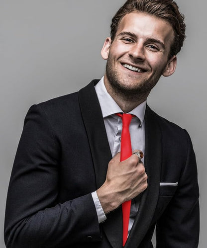 Solid Zipper Necktie by Vittorio Farina (N - ZIPPER_RED) for Independent Retail Stores by Dubal Brothers