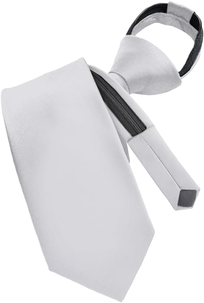 Solid Zipper Necktie by Vittorio Farina (N - ZIPPER_SILVER) for Independent Retail Stores by Dubal Brothers