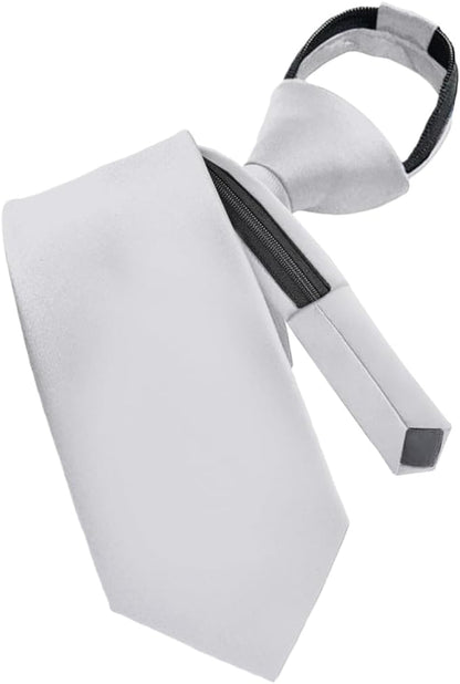 Solid Zipper Necktie by Vittorio Farina (N - ZIPPER_SILVER) for Independent Retail Stores by Dubal Brothers
