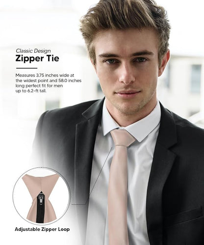 Solid Zipper Necktie by Vittorio Farina (N - ZIPPER_TAUPE) for Independent Retail Stores by Dubal Brothers