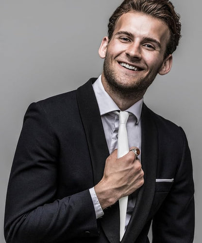 Solid Zipper Necktie by Vittorio Farina (N - ZIPPER_WHITE) for Independent Retail Stores by Dubal Brothers