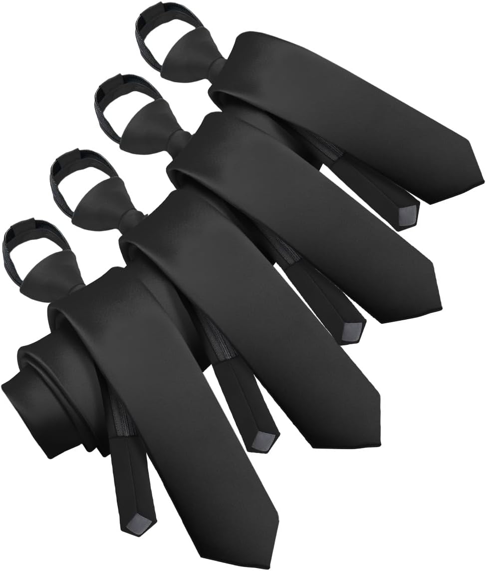 Solid Zipper Neckties (Multipacks) by Vittorio Farina - Black - Wholesale Necktie by Dubal Brothers