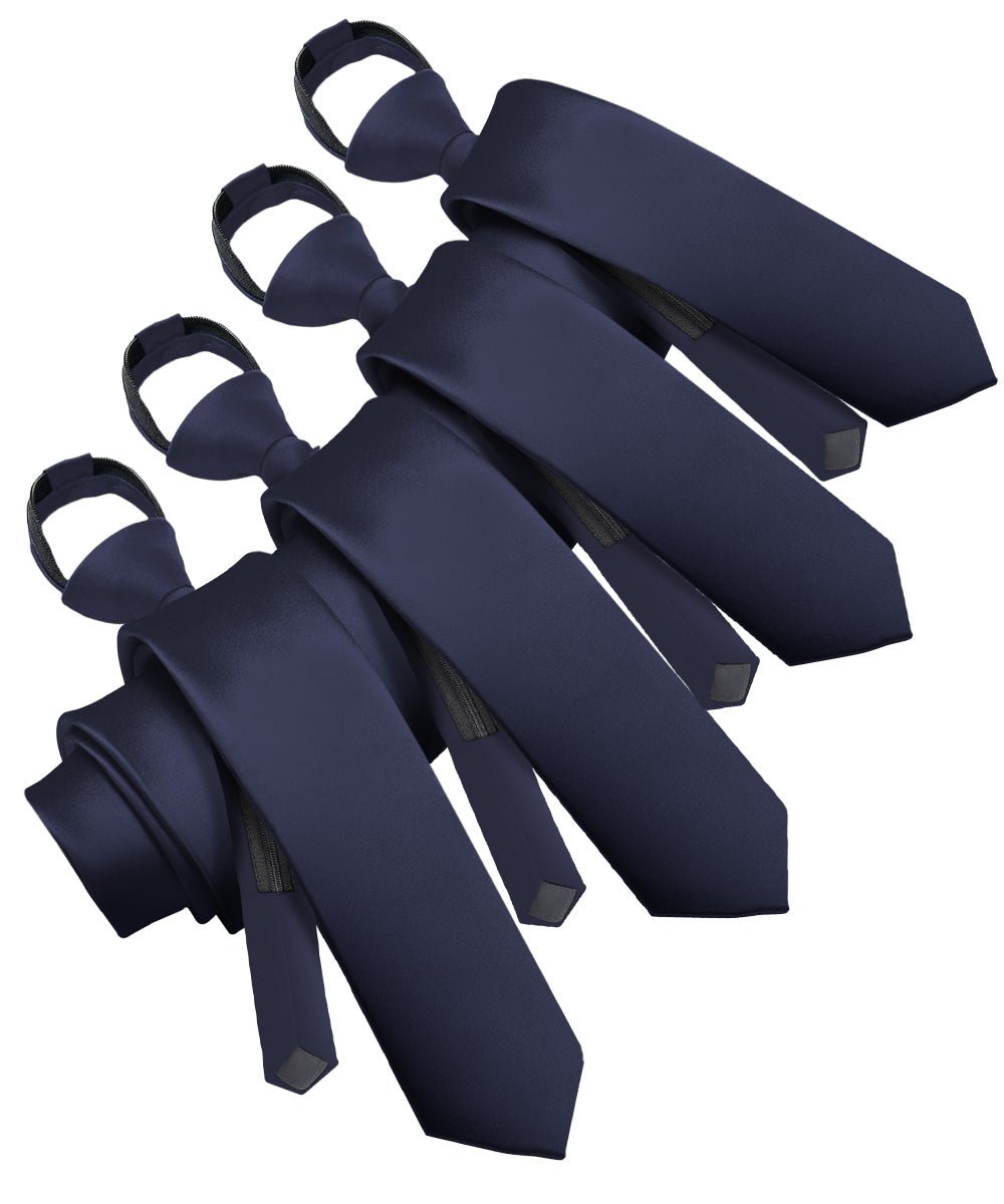 Solid Zipper Neckties (Multipacks) by Vittorio Farina - Navy Blue - Wholesale Necktie by Dubal Brothers
