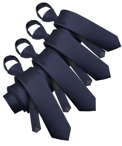 Solid Zipper Neckties (Multipacks) by Vittorio Farina - Navy Blue - Wholesale Necktie by Dubal Brothers
