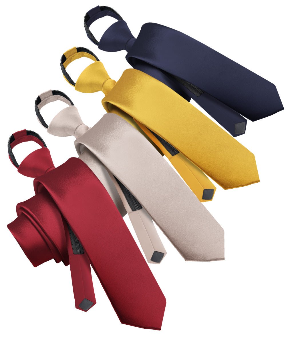 Solid Zipper Neckties (Multipacks) by Vittorio Farina - Burgundy/Taupe/Amber/Navy Blue - Wholesale Necktie by Dubal Brothers