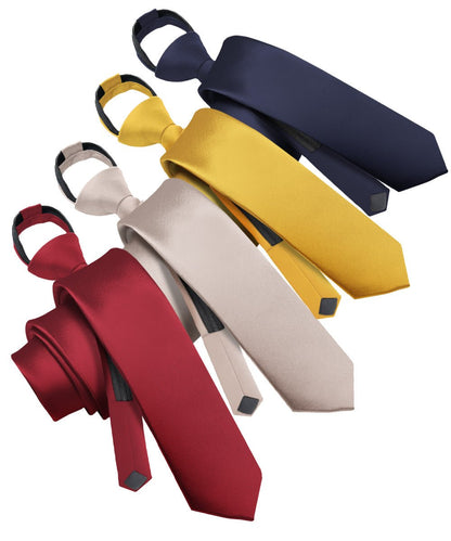Solid Zipper Neckties (Multipacks) by Vittorio Farina - Burgundy/Taupe/Amber/Navy Blue - Wholesale Necktie by Dubal Brothers