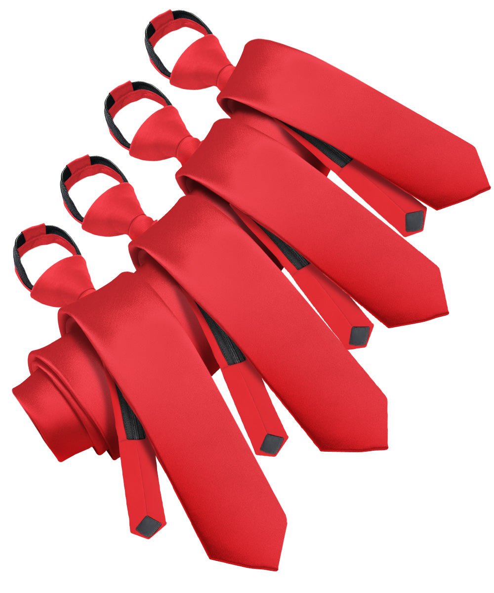Solid Zipper Neckties (Multipacks) by Vittorio Farina - Red - Wholesale Necktie by Dubal Brothers
