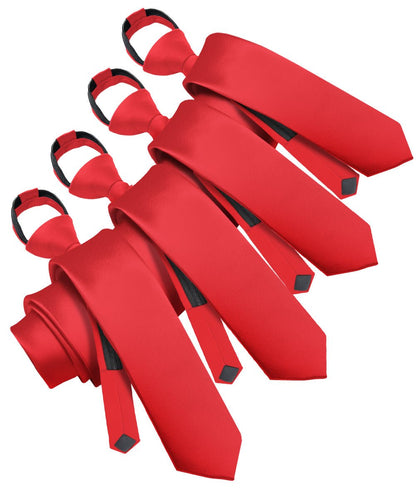 Solid Zipper Neckties (Multipacks) by Vittorio Farina - Red - Wholesale Necktie by Dubal Brothers