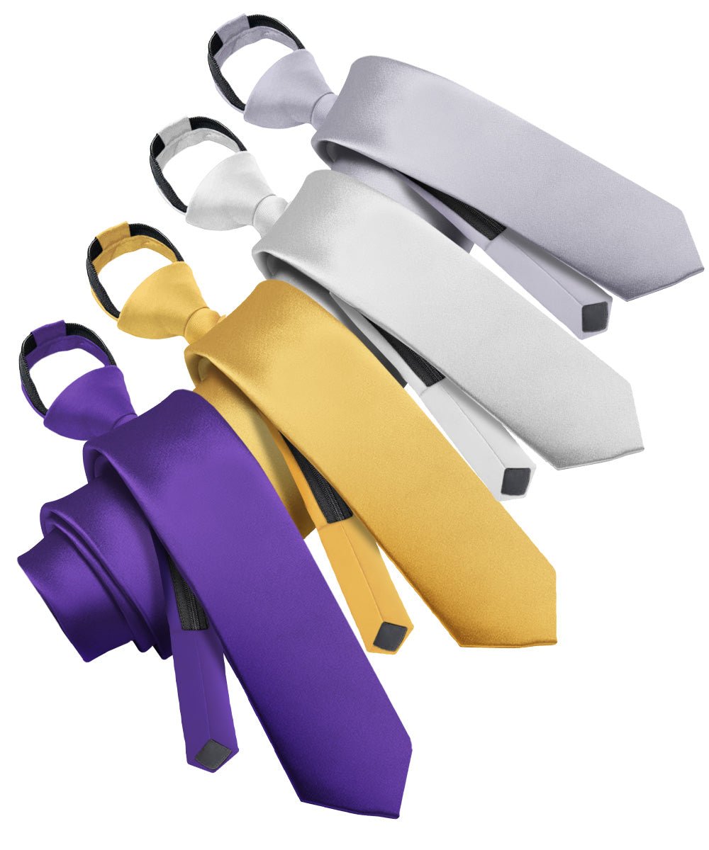 Solid Zipper Neckties (Multipacks) by Vittorio Farina - Purple/Gold/White/Silver - Wholesale Necktie by Dubal Brothers