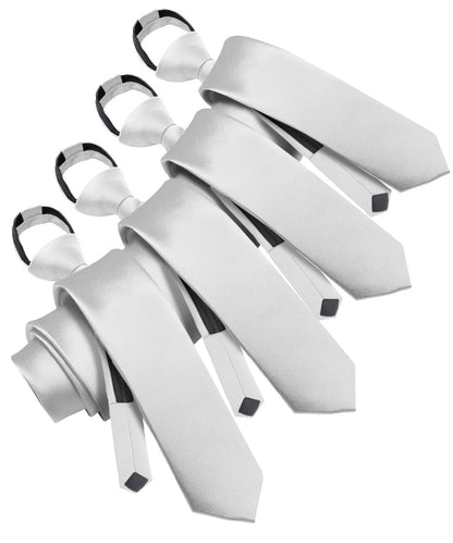 Solid Zipper Neckties (Multipacks) by Vittorio Farina - White - Wholesale Necktie by Dubal Brothers