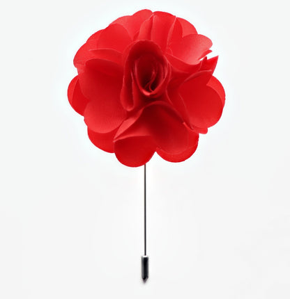 Stick Flower Lapel Pin by Vittorio Vico (lapelstick - solid - F010Red) for Independent Retail Stores by Dubal Brothers