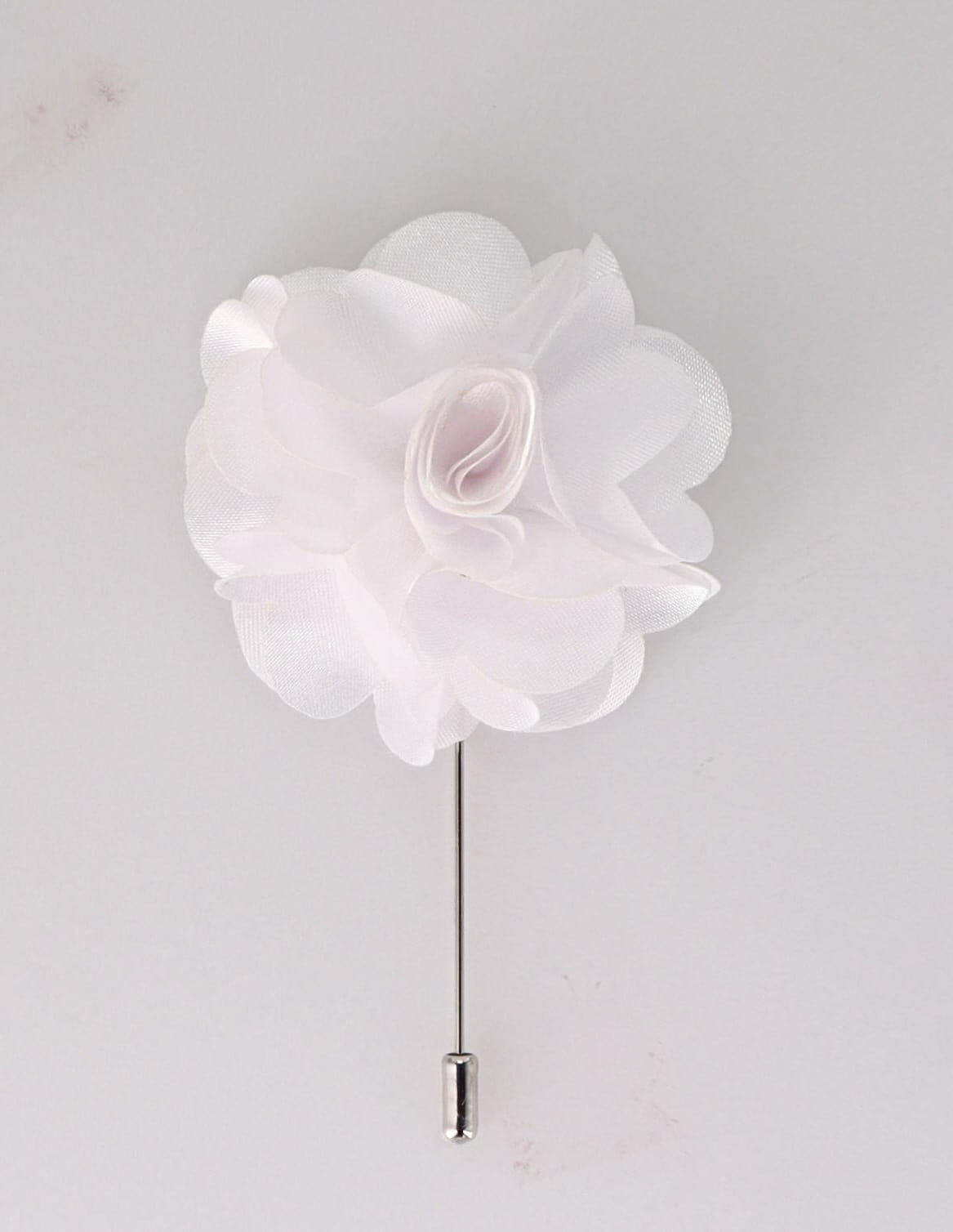 Stick Flower Lapel Pin by Vittorio Vico (lapelstick - solid - F021White) for Independent Retail Stores by Dubal Brothers