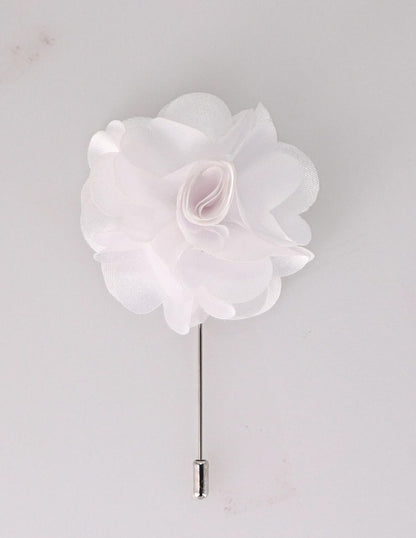 Stick Flower Lapel Pin by Vittorio Vico (lapelstick - solid - F021White) for Independent Retail Stores by Dubal Brothers
