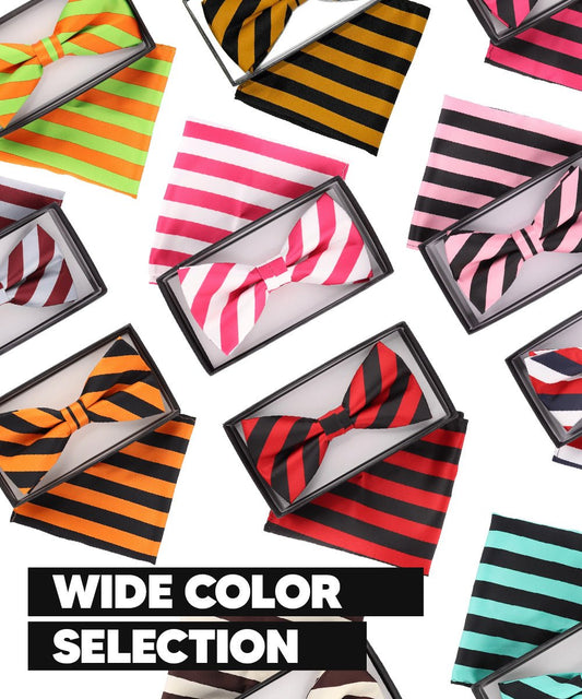 Striped Bow Tie & Pocket Square in a Box by Vittorio Farina (bh - 1553) for Independent Retail Stores by Dubal Brothers