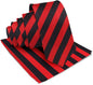 Striped Necktie & Pocket Square by Vittorio Farina (NH - STRIPEE_01_RED_BLACK) for Independent Retail Stores by Dubal Brothers