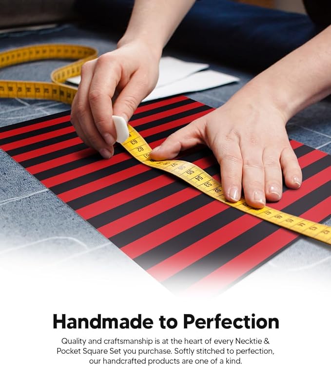 Striped Necktie & Pocket Square by Vittorio Farina (NH - STRIPEE_01_RED_BLACK) for Independent Retail Stores by Dubal Brothers