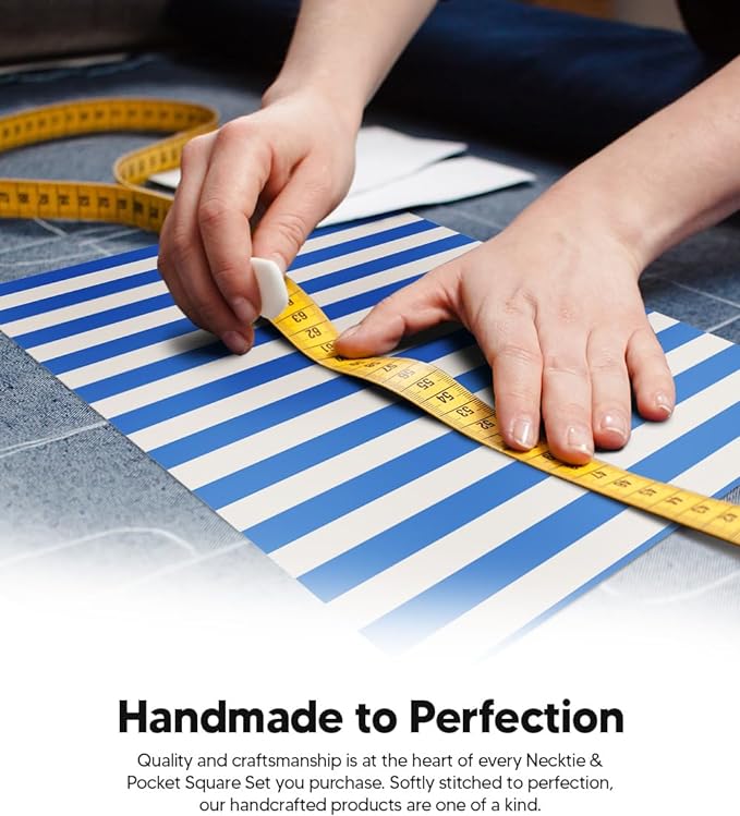 Striped Necktie & Pocket Square by Vittorio Farina (NH - STRIPEE_02_ROYAL - BLUE_WHITE) for Independent Retail Stores by Dubal Brothers