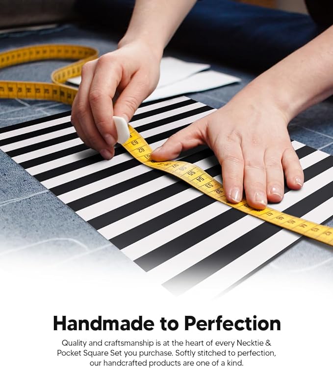 Striped Necktie & Pocket Square by Vittorio Farina (NH - STRIPEE_03_BLACK_WHITE) for Independent Retail Stores by Dubal Brothers