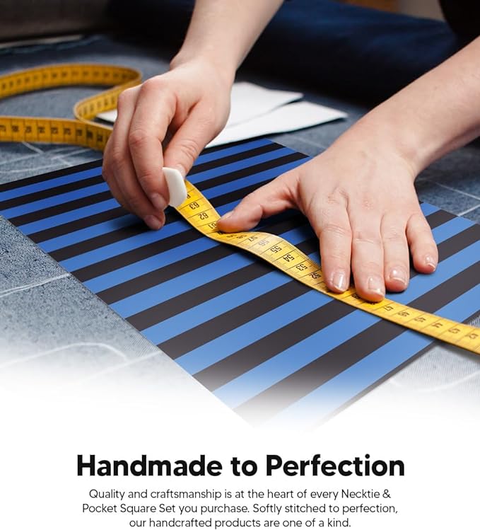 Striped Necktie & Pocket Square by Vittorio Farina (NH - STRIPEE_05_ROYAL_BLACK) for Independent Retail Stores by Dubal Brothers