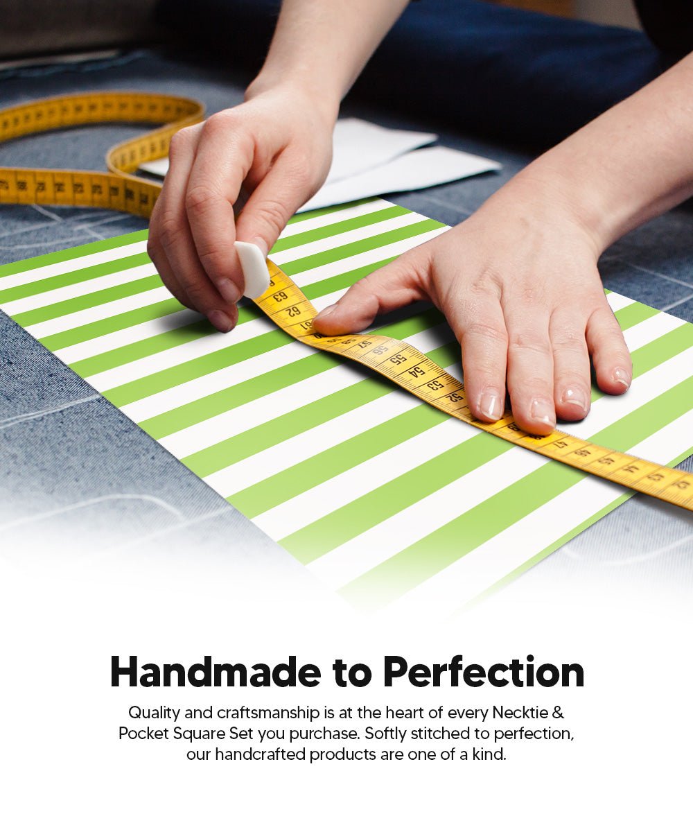 Striped Necktie & Pocket Square by Vittorio Farina (NH - STRIPEE_13_LIME_WHITE) for Independent Retail Stores by Dubal Brothers