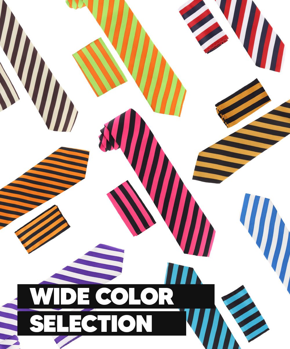 Striped Necktie & Pocket Square by Vittorio Farina (NH - STRIPEE_13_LIME_WHITE) for Independent Retail Stores by Dubal Brothers