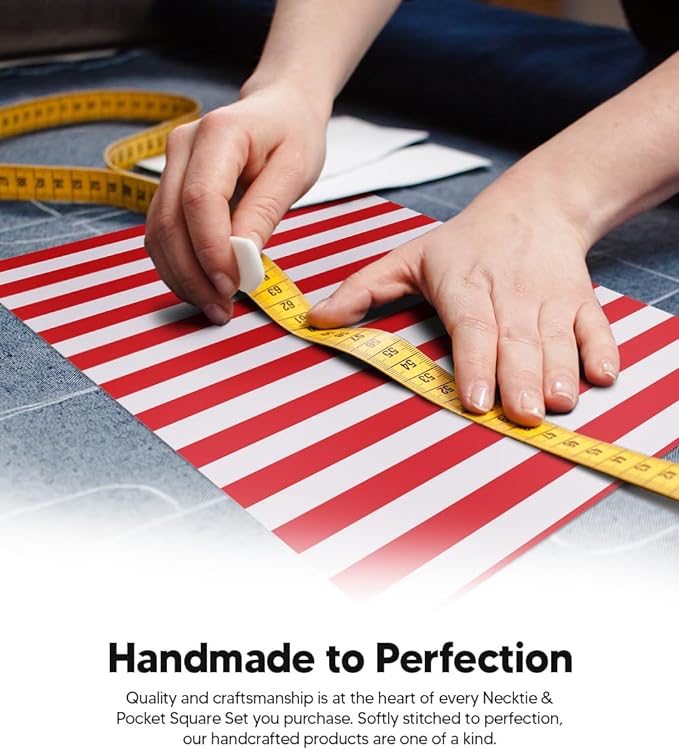 Striped Necktie & Pocket Square by Vittorio Farina (NH - STRIPEE_14_RED_WHITE) for Independent Retail Stores by Dubal Brothers