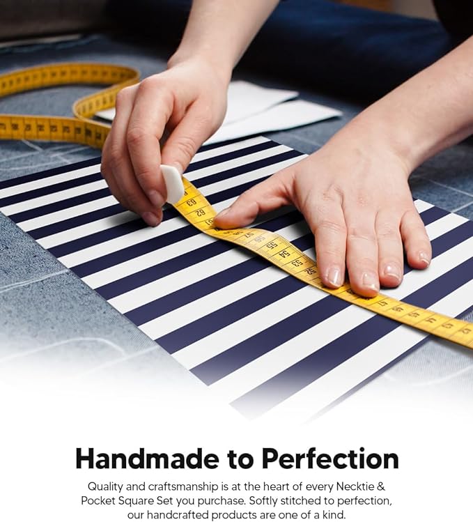 Striped Necktie & Pocket Square by Vittorio Farina (NH - STRIPEE_16_NAVY - BLUE_WHITE) for Independent Retail Stores by Dubal Brothers