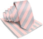 Striped Necktie & Pocket Square by Vittorio Farina (NH - STRIPEE_17_PINK_GRAY) for Independent Retail Stores by Dubal Brothers