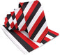 Striped Necktie & Pocket Square by Vittorio Farina (NH - STRIPEE_22_BLACK_WHITE_RED) for Independent Retail Stores by Dubal Brothers