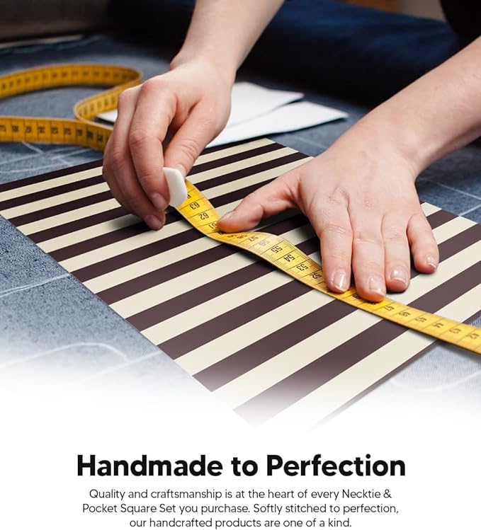 Striped Necktie & Pocket Square by Vittorio Farina (NH - STRIPEE_25_BEIGE_BROWN) for Independent Retail Stores by Dubal Brothers