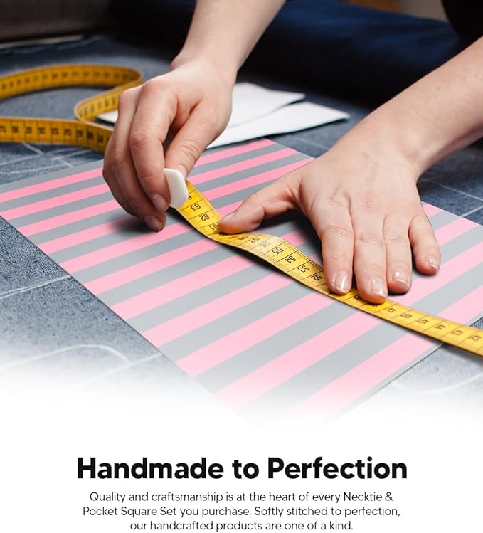 Striped Necktie & Pocket Square by Vittorio Farina (NH - STRIPEE_28_BUBBLEGUM_GREY) for Independent Retail Stores by Dubal Brothers