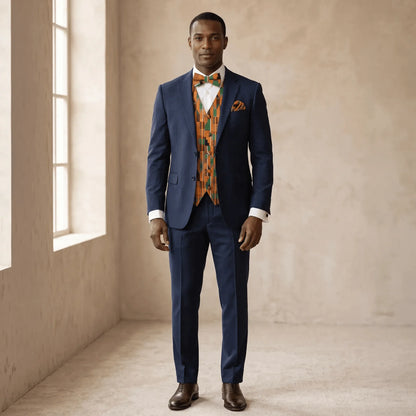 The Kente King Bundle | Vest & Bow Tie + Necktie Set + Cufflinks - 3.5-in - S