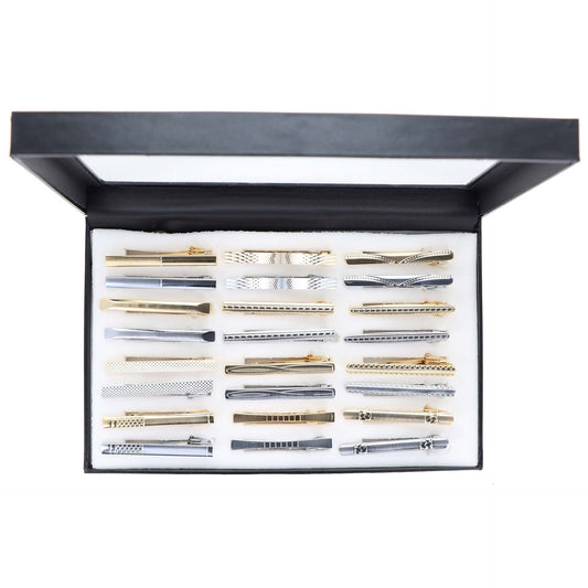 Tie Bar Sets in a Presentation Box (24 Pack) by Vittorio Vico (TB - Plain - Gold - 24) for Independent Retail Stores by Dubal Brothers