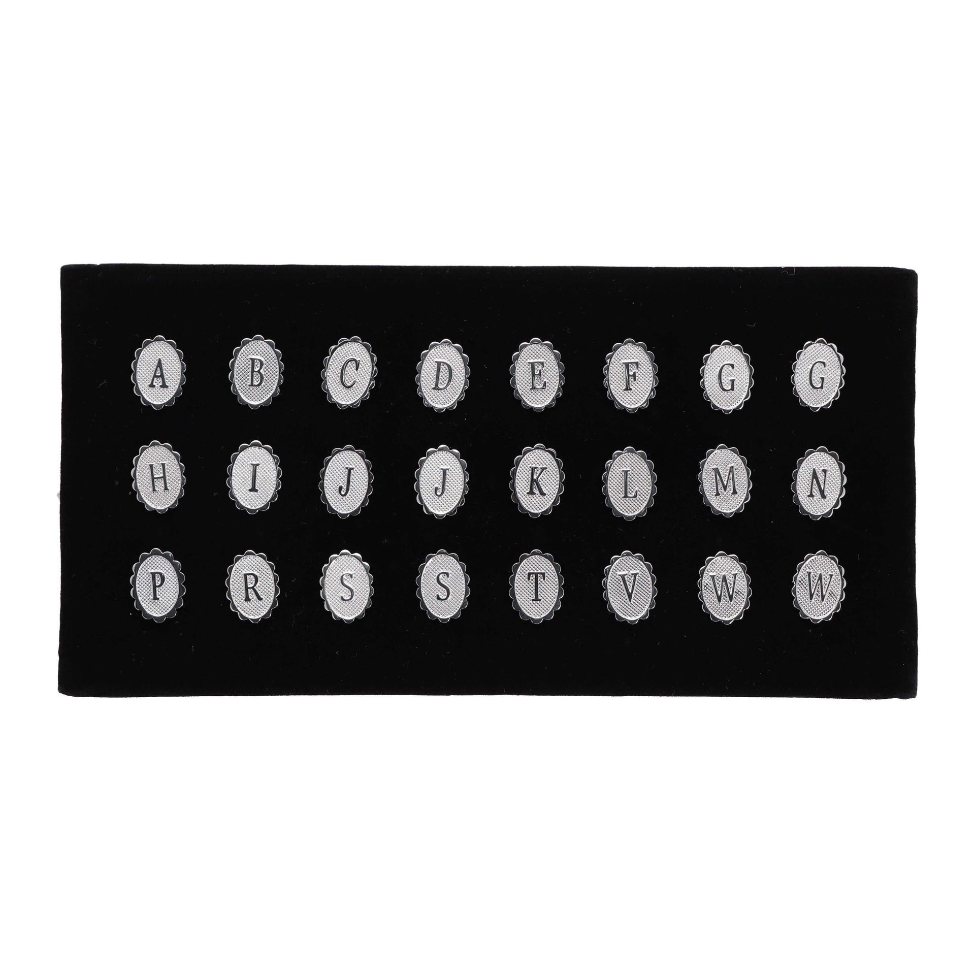 Tie Tacks on a Presentation Board by Vittorio Vico (TT - INITIAL - S) for Independent Retail Stores by Dubal Brothers