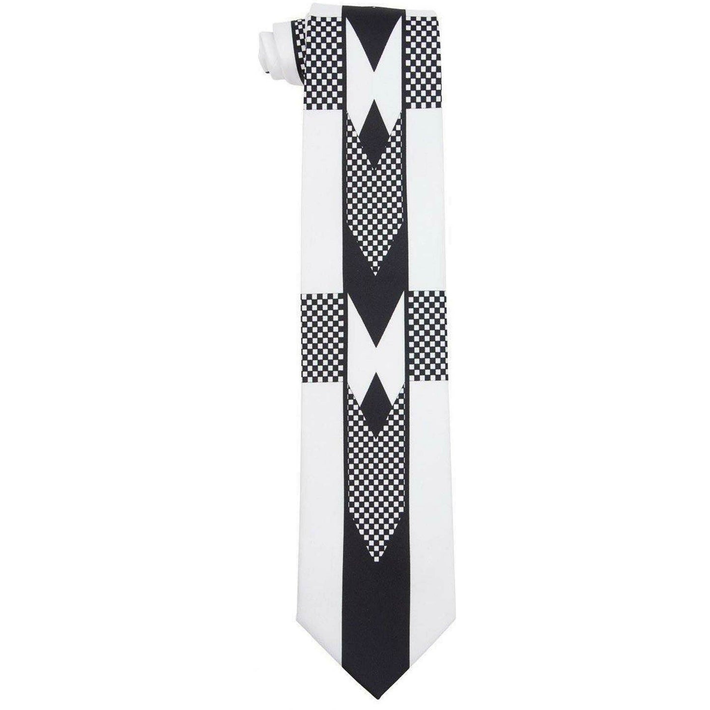 Tuxedo Design Necktie & Pocket Square by Vittorio Farina (NH_FOUNDERS_WHITE - BLACK) for Independent Retail Stores by Dubal Brothers