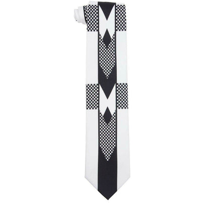 Tuxedo Design Necktie & Pocket Square by Vittorio Farina (NH_FOUNDERS_WHITE - BLACK) for Independent Retail Stores by Dubal Brothers
