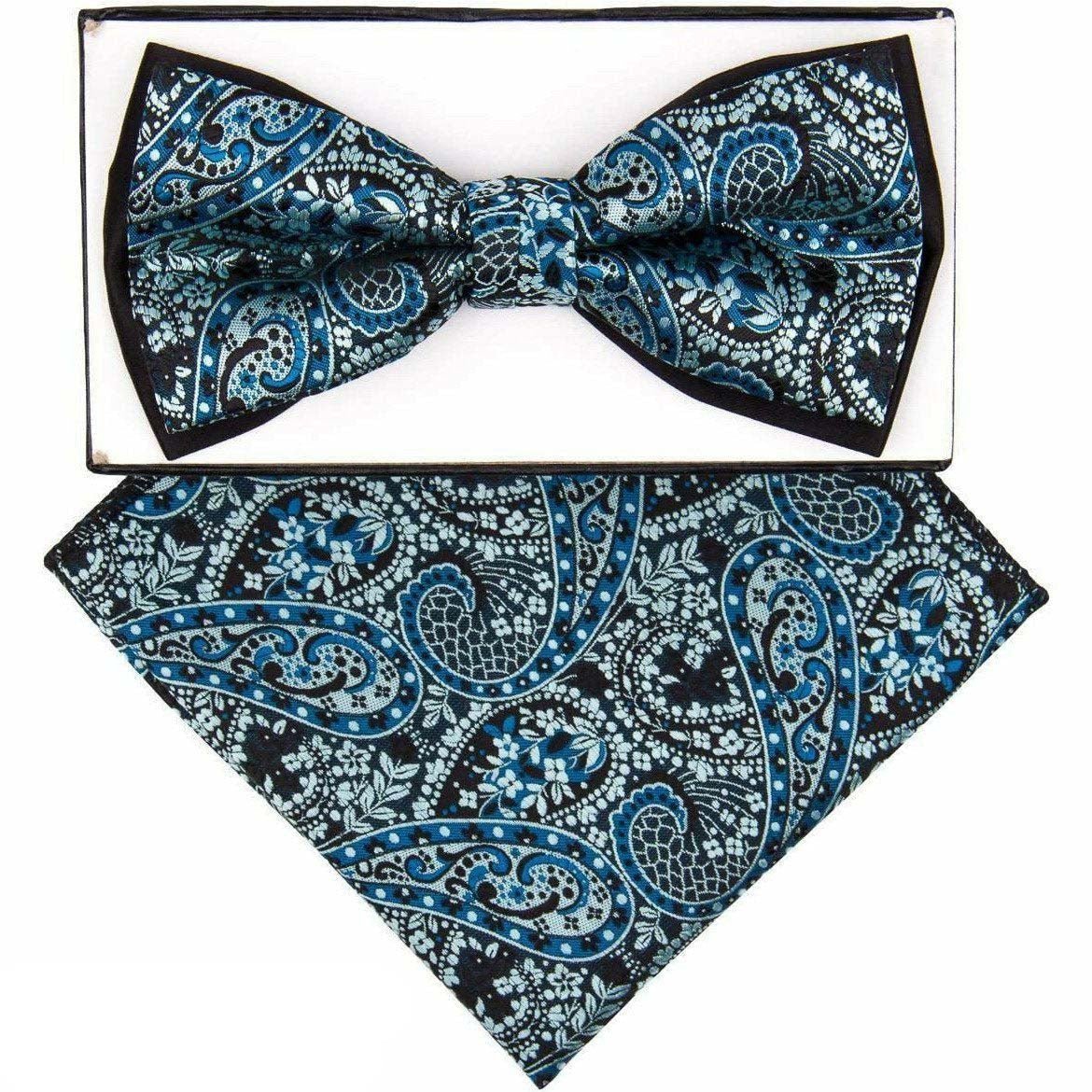 Two Tone Design Bow Tie & Pocket Square in a Box by Vittorio Farina (tbh - 1102) for Independent Retail Stores by Dubal Brothers