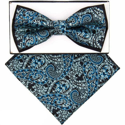 Two Tone Design Bow Tie & Pocket Square in a Box by Vittorio Farina (tbh - 1102) for Independent Retail Stores by Dubal Brothers