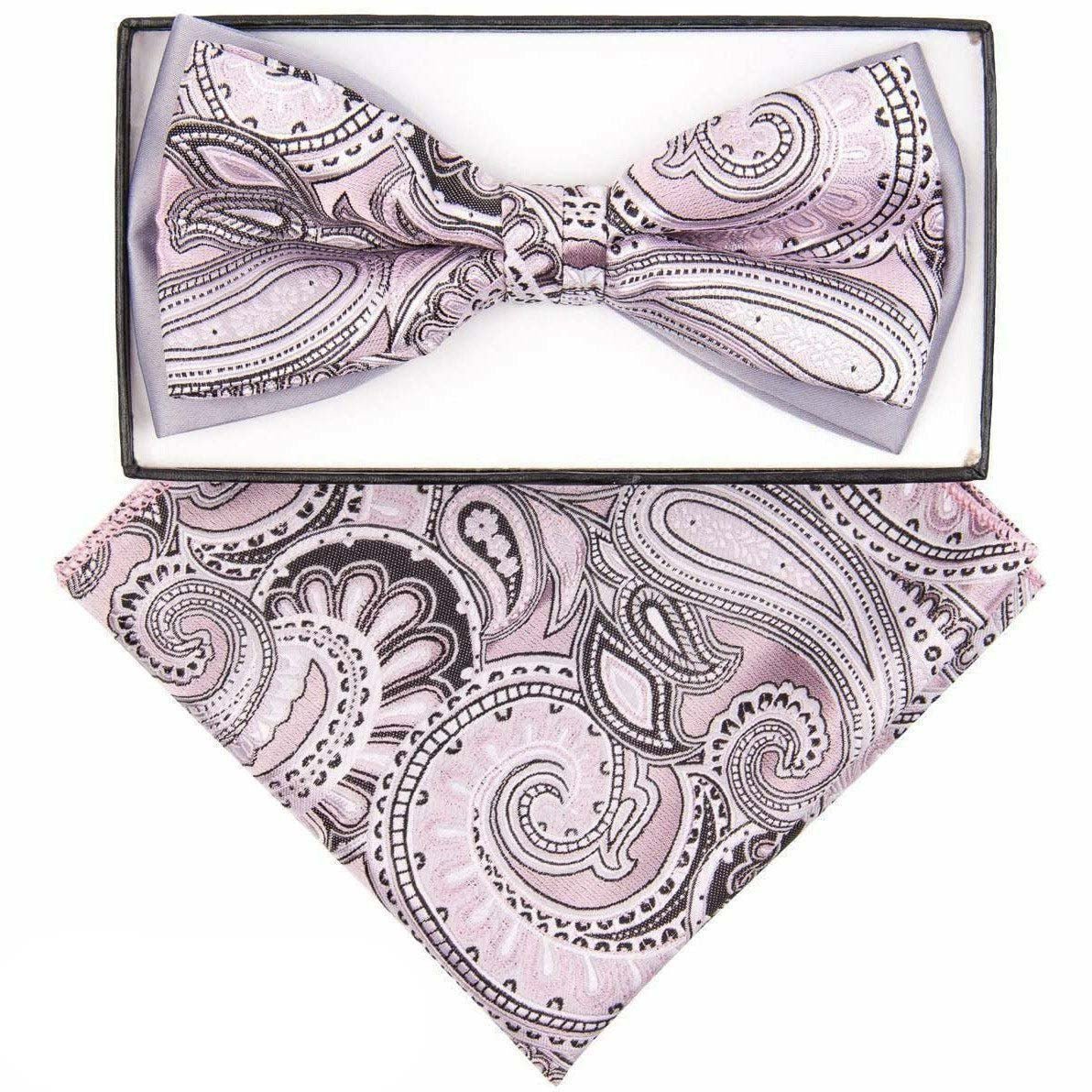 Two Tone Design Bow Tie & Pocket Square in a Box by Vittorio Farina (tbh - 1102) for Independent Retail Stores by Dubal Brothers