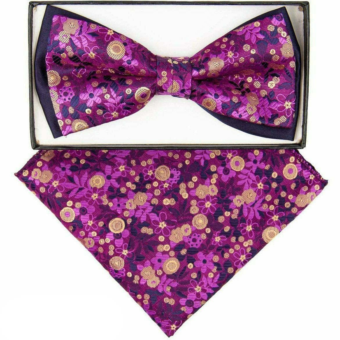 Two Tone Design Bow Tie & Pocket Square in a Box by Vittorio Farina (tbh - 1123) for Independent Retail Stores by Dubal Brothers